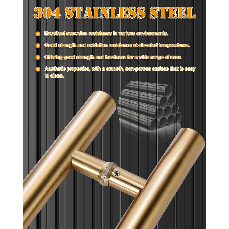 LVYIHAN 59 inch Round Stainless Steel Door Pull Push Handle