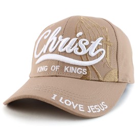 Trendy Apparel Shop Gorra Bordada de Jesús Cristiano con Texto en 3D, Caqui, Talla única