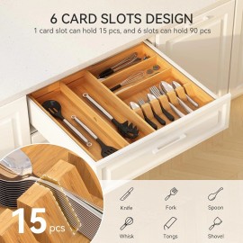 Yofidra Pure Bamboo Silverware Drawer Organizer: 16.9x18.9 Expandable Large Silv