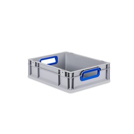 PROREGAL SuperSparSet 10 x Eurobox NextGen Colour, H x W x D 12 x 30 x 40 cm, 11 Litres, Blue Open Handles, Smooth Base, Euro Container, Transport Box, Stacking Container