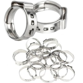 50Pcs 26.4mm-29.6mm （1inch）Single Ear Hose Clamp Hose Crimp Clamps Ear Crimp Rings Ear Stepless Hose Clamp Pinch Clamps for Hose Pipe Clamp Tools (1inch)