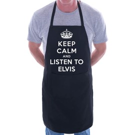 Print4U Keep Calm And Listen To Elvis BBQ Cooking Funny Novelty Apron Black