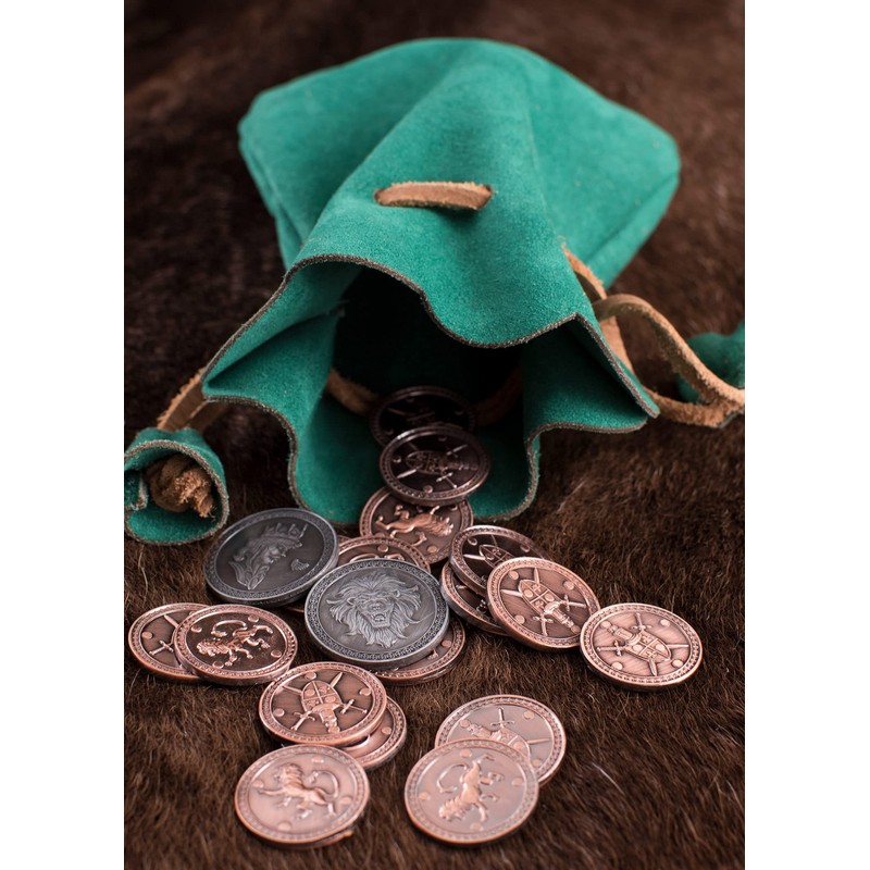 Battle-Merchant Leather Bag Money Cat Purse Made of Suede Viking