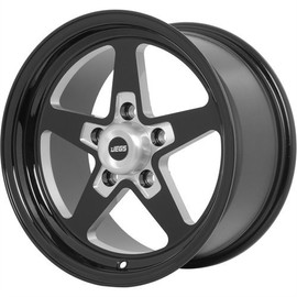 JEGS SSR Star Aluminum Wheel 15” x 8” | 5 x 4.75” Wheel Bolt Pattern Spacing | 27 mm Offset | 5.5” Backspacing | Gloss Black Powder Coat | 3.27” Center Bore | Includes Center Cap