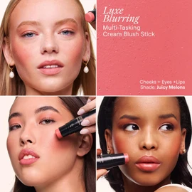 Nudestix Nudies Matte Lux – 3-in-1 Soft-Matte Blush Stick for Cheeks, Eyes & Lips with Built-In Brush Cream-to-Powder Finish with Blurring Effect Juicy Melons