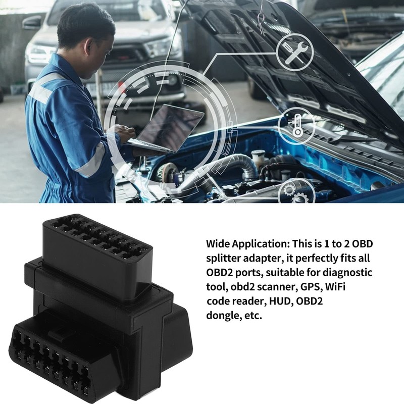OBD2 Splitter Adapter 16 Pin Male to 2 Female OBDII