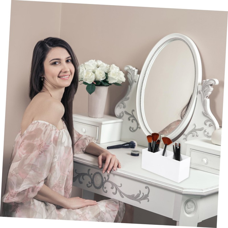 Healeved 3grids Slot Makeup Brush Holder Black Cosmetic Storage Organizer