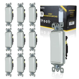 Faith [10-Pack] 3-Way Decorator Paddle Wall Light Switch, 15A 120/277V, On/Off Rocker, White