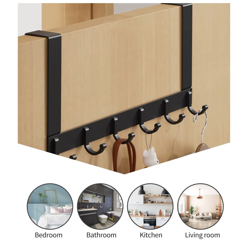 LFSEMINI 2 Pack Over Door Hook Hanger, Black/White, Long/Short, Heavy-Duty