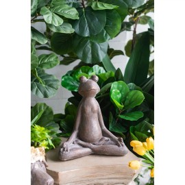 12x6.5x13.5 Brown Magnesium Frog Figurine for Yoga Lotus Pose with Gold Accents Home Decorcolor: as Pic Color