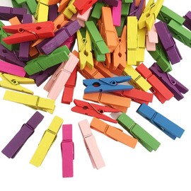 ANCLLO 100Pcs 3.5cm/1.38in Colored Wood Clothespin for Photo Clips Scrap Booking Crafts Gift Wrapping