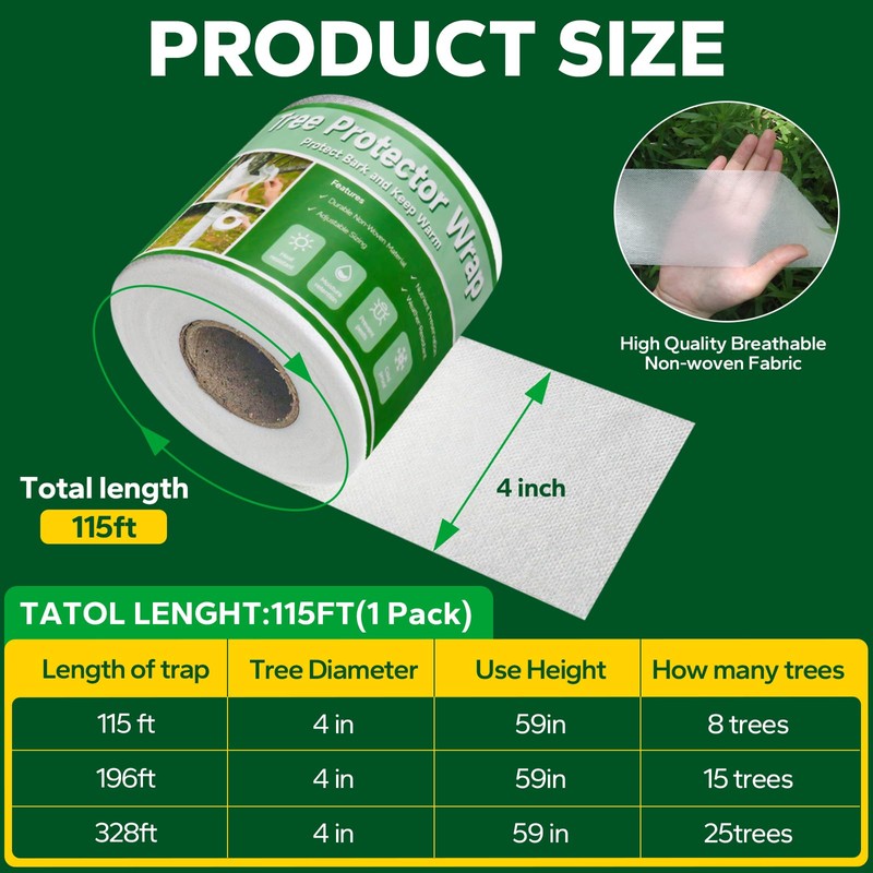Emycool 115ft Tree Wrap for Damaged bark, Tree Trunk Wraps