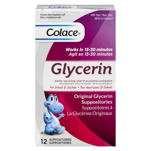 Colace GLYCERIN SUPPOSITORIES FOR INFANT&CHILDREN, 12EA