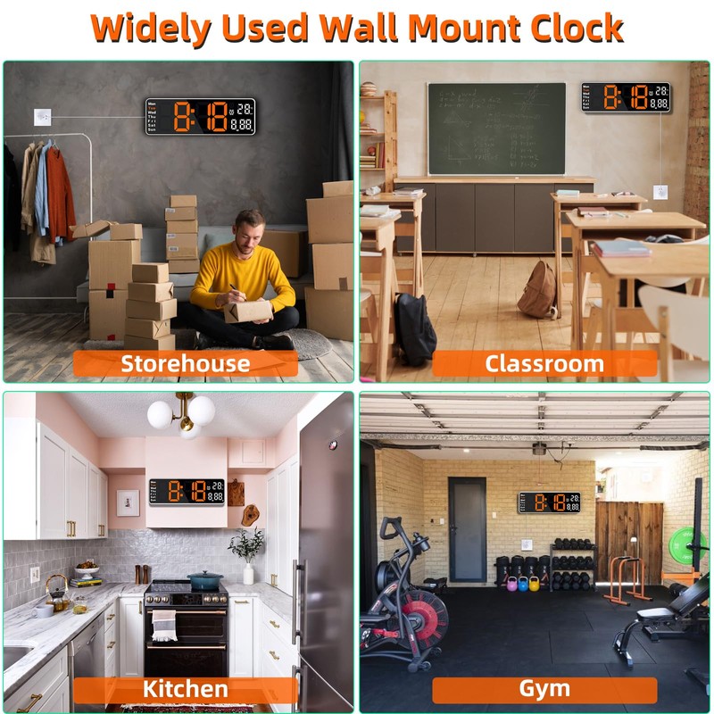 Fuloon Digital Wall Clock, 13 inch Large Display Digital Alarm