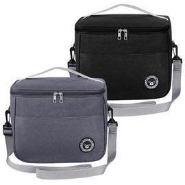 FEAWIAI Bolsa Lonchera Termica,2 Piezas Lunch Bag con Correa para Hombre y Mujer, Aislamiento de Doble Capa, Reutilizable, Gran Capacidad, con Correa de Mano Ancha y Correa de Hombro Extraíble