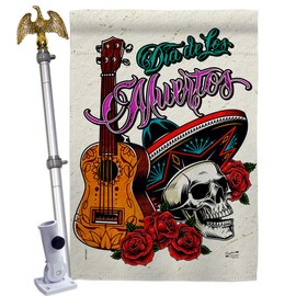 Angeleno Heritage Skeleton Fiesta House Flag Eagle Set Fall Day of Dead Dia De Los Muertos Mexican Party Autumntime Decoration Banner Small Garden Yard Gift Double-Sided, Made in USA