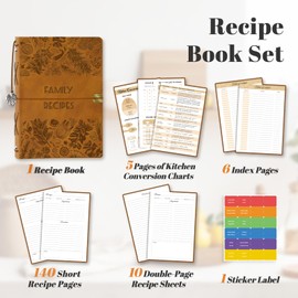 Recipe Book to Write In Your Own Recipes, A5 Blank Recipe Book Binder(Plant)