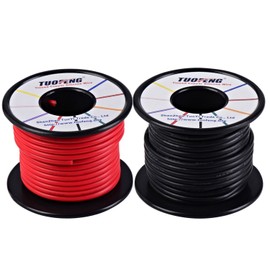 TUOFENG 14 AWG Wire, Soft and Flexible Silicone Insulated Wire 66 Feet [33 ft Black and 33 ft Red ] Stranded Wire High Temperature Resistance for RC Applications,Test Lead,Drones Battery