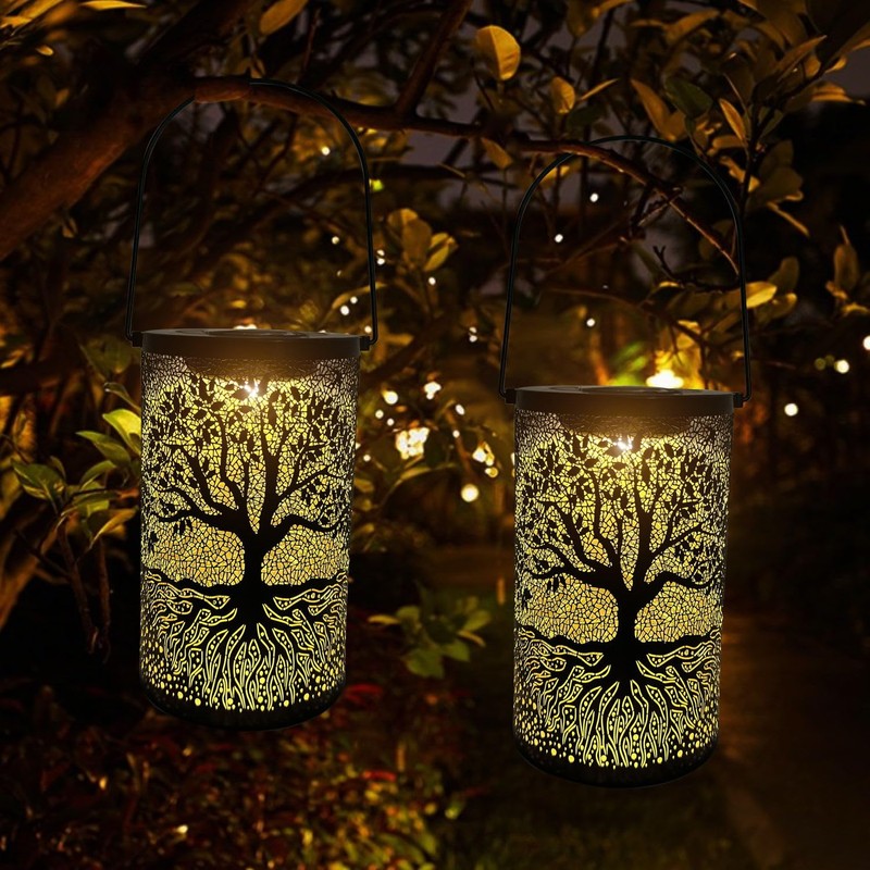 OMRAYTU Hanging Solar Lights Outdoor - Solar Table Lanterns Outdoor