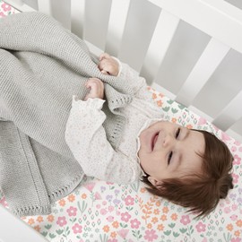 Little Grape Land Baby Crib Sheets Set for Boys & Girls, 4-Pack Soft & Breathable Microfiber, 52"x28" Fitted Sheets for Standard Toddler Crib Mattress, Cute Patterns-Rosy Bloom