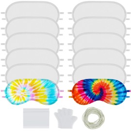 Silkfly 12 Pcs Eye Mask Tie Dye Kit Sleepover Party Supplies Blindfolds for Party Games Slumber Party for Group DIY Tie Dye White Cotton Eye Covering Adults Sleeping Travel Game Wedding Supply