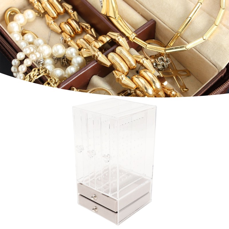 5 Drawers Acrylic Earring Holder Dustproof Storage Display Transparent Acrylic