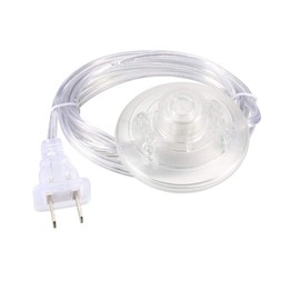 uxcell Inline Latching Foot Pedal Push Button Switch, Round Lamp Foot Control ON/Off Footswitch with 1.8M Wire Standard 2P Plug Clear