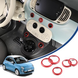 Hcilloend New Fiat 500/Abarth 595 695 Exclusive for 2010-2022 Switching Center Control Switching Button Ring Button Cover Window Elevation Hazard Warning Sports Rear Defogger Switch Ring Aluminum
