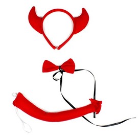 Petitebelle Headband Bowtie Tail 3pc Adult Costume (Devil Red, One Size)