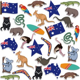 Resurhang 30 Pcs Australian Cutouts Australia Day Cut Outs Australia Party Decorations Australian Theme Wall Decors Australian Party Supplies for Australian Theme Party Festive Occasions