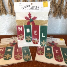 Vintage MCM 60s Felt NOEL Christmas Decoration Appliqué Trim NEW Old Stock