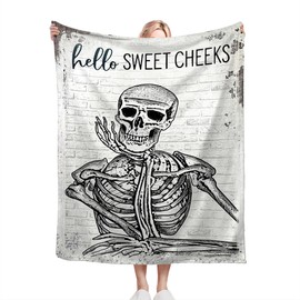 Funny Skeleton Blanket Skull Throw Blanket Skeleton Gifts and Decor Skeleton Blanket for Boys Men Girls Women Kids Adults Soft Warm Cozy Fleece Blanket for Couch Sofa ​Bed 50"x40"