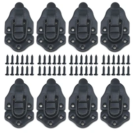 Geesatis 8 Pcs Metal Box Hasp Lock Toggle Latch Catch Decorative Hasp BoxLatch Hasps for Jewelry Wooden Case Boxes, with Mounting Screws, Black