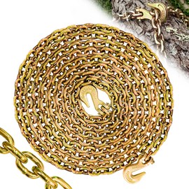 SENKEYFE 1/4" Tow Chain|G80 Log Chain with G70 Clevis Grab Hooks for Towing|25FT Heavy Duty Chains Wll 3300 Lbs|Tie Down Trailer Transport Safety Chains for Towing Truck Tie Down Binding Equipment