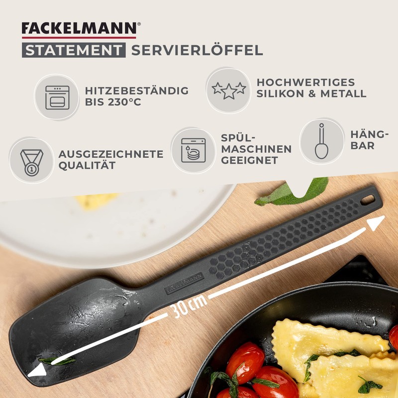 Fackelmann Statement Lift-Up Serving Spoon - Cooking Spoon with Ergonomic