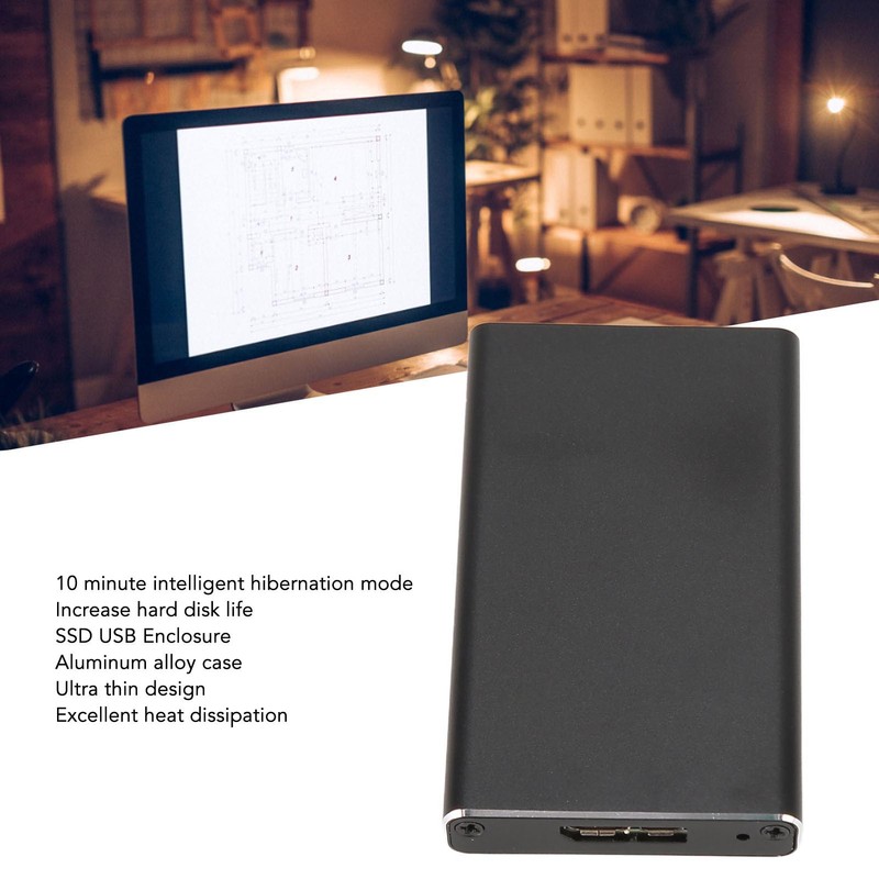 USB3.0 to MSATA Enclosure 6Gbps Support UASP Aluminum Alloy SSD