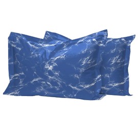 Pizuna Cotton Marble Blue Printed King Size Oxford Pillow Cases 2 Pack, 100% Long Staple Combed Cotton King Size Pillow Cover, Sateen Weave King PillowCases 50x90 cm (Printed Pillowcases)