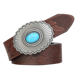 CHIC DIARY Women Western Belt Buckle Vintage Turquoise Cowboy Big Belt Silver Buckles for Decorate
