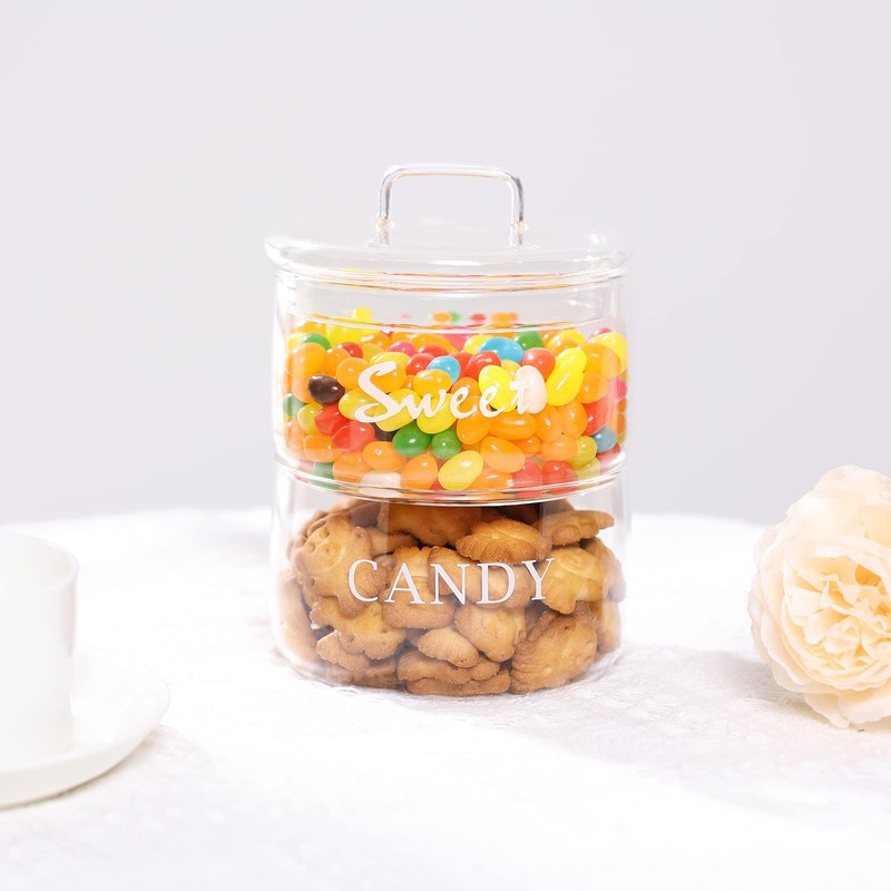 KEKEHOME 11oz Glass Candy Dish with Lid Covered Candy Bowl