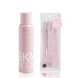 SKNBODY Spray identificador de cabello para afeitado facial y herramienta de dermaplaning con 4 maquinillas de afeitar, spray de dermaplaning mejorado