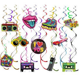 30PCS Retro Spiral Hanging Decorations, Party Decorations for Adults, 80s Party Decoration Set of Disco Party Decorations for 80s Rock, 80s Music, Neon Party Decor, Retro Decor, Party Decor