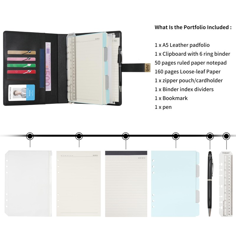 WASON Journal with Lock A5 Binder Diary Ruled Spiral Notebook