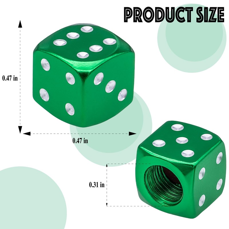 MEAJOO 4PCS Dice Style Tire Valve Stem Caps, with O