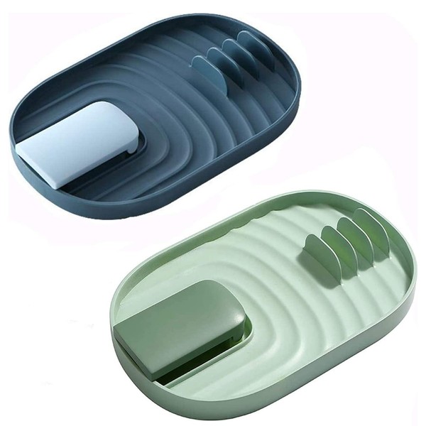 2 Pieces Multifunctional Spoon Tray Shelf, Foldable Pot Lid Holder