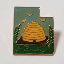 Utah State Beehive Bees  Enamel Gold Tone Lapel Hat Tie Push Pin Collectible