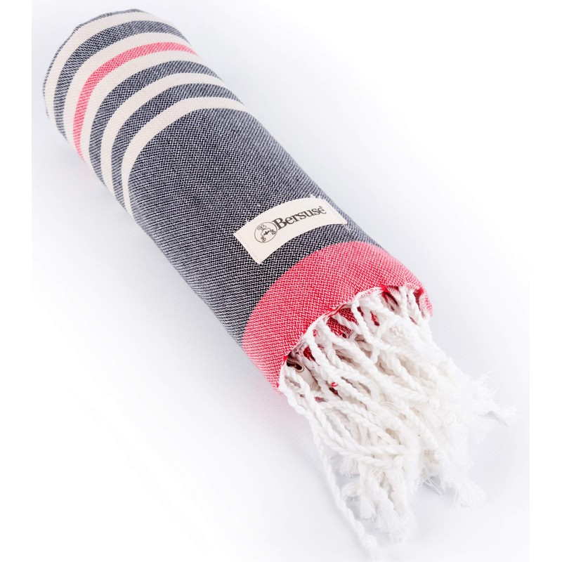 Bersuse 100% Cotton - Nova Turkish Towel - Black-Beige