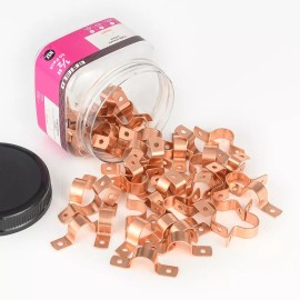 Efield Pro 50 Pack EFIELD 1/2" Copper Pipe Straps, Two-Hole Clamp Mount, Copper Made