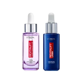 L'Oréal Paris Facial Care Set with Revitalift Filler Anti-Wrinkle Serum with Hyaluronic Acid and Vitamin C and Revitalift Laser Anti-Wrinkle Night Serum with Vitamin A, Nourishing Oil & Hyaluronic Acid
