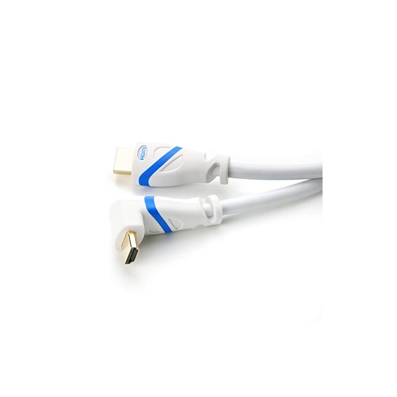 HDMI 2.0 Cable | 10 m | White/Blue | Angled