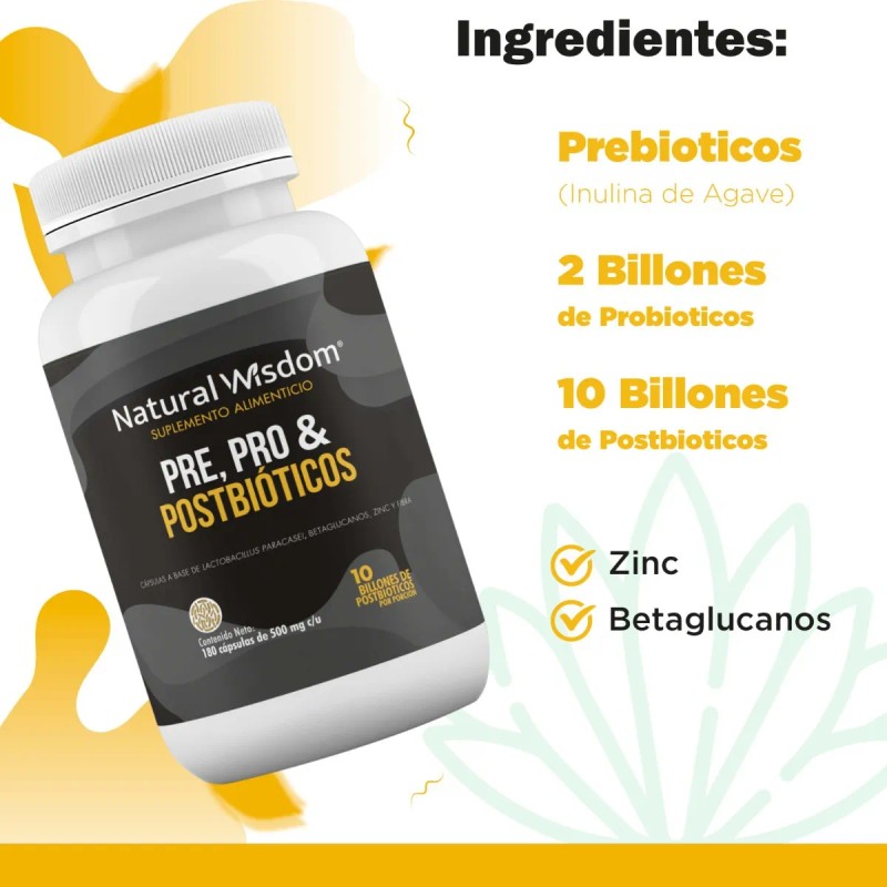Pre 2 Billones Probioticos 10 Billones Postbioticos 180 Caps